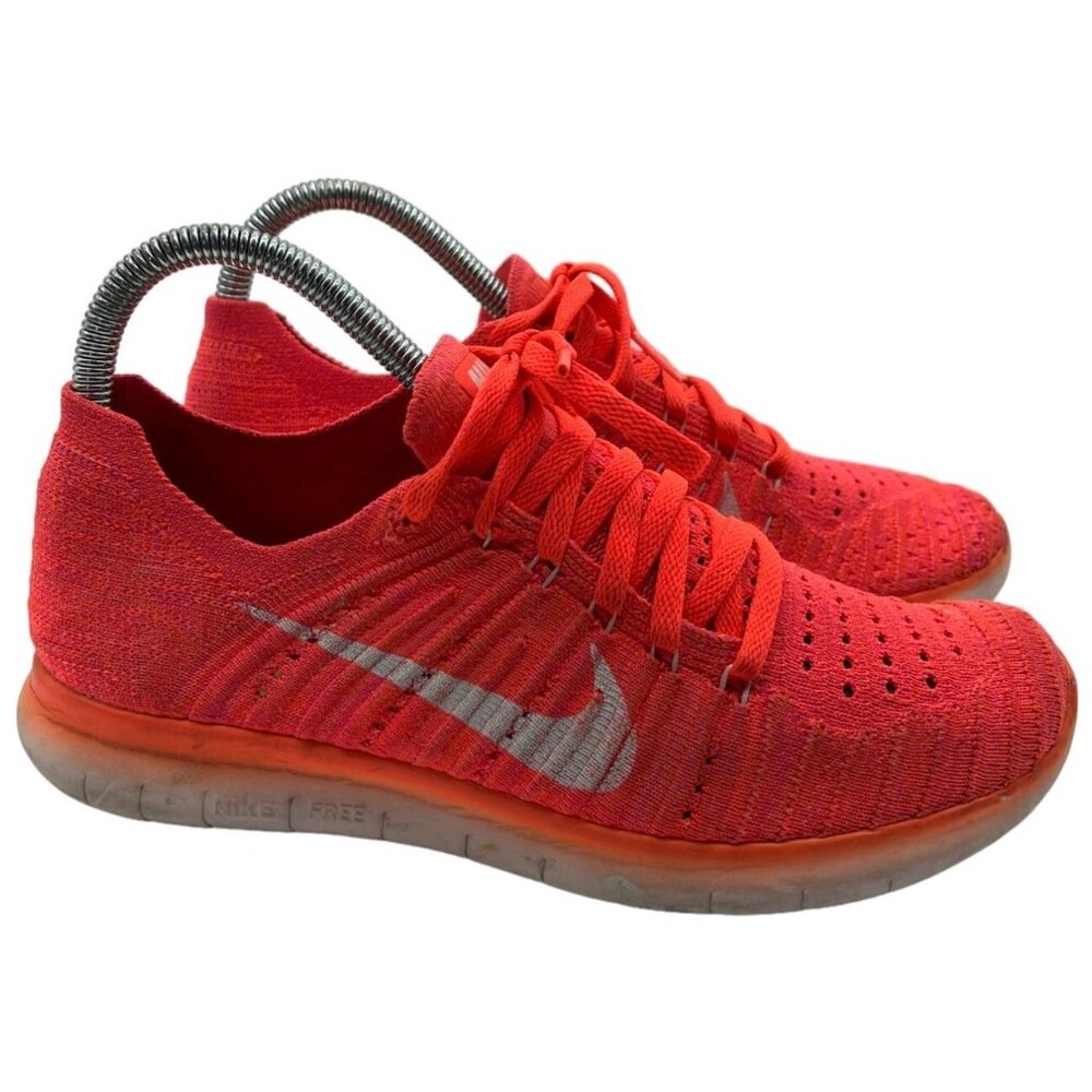 Nike Free Run Orange Flyknit Sneakers Size 7